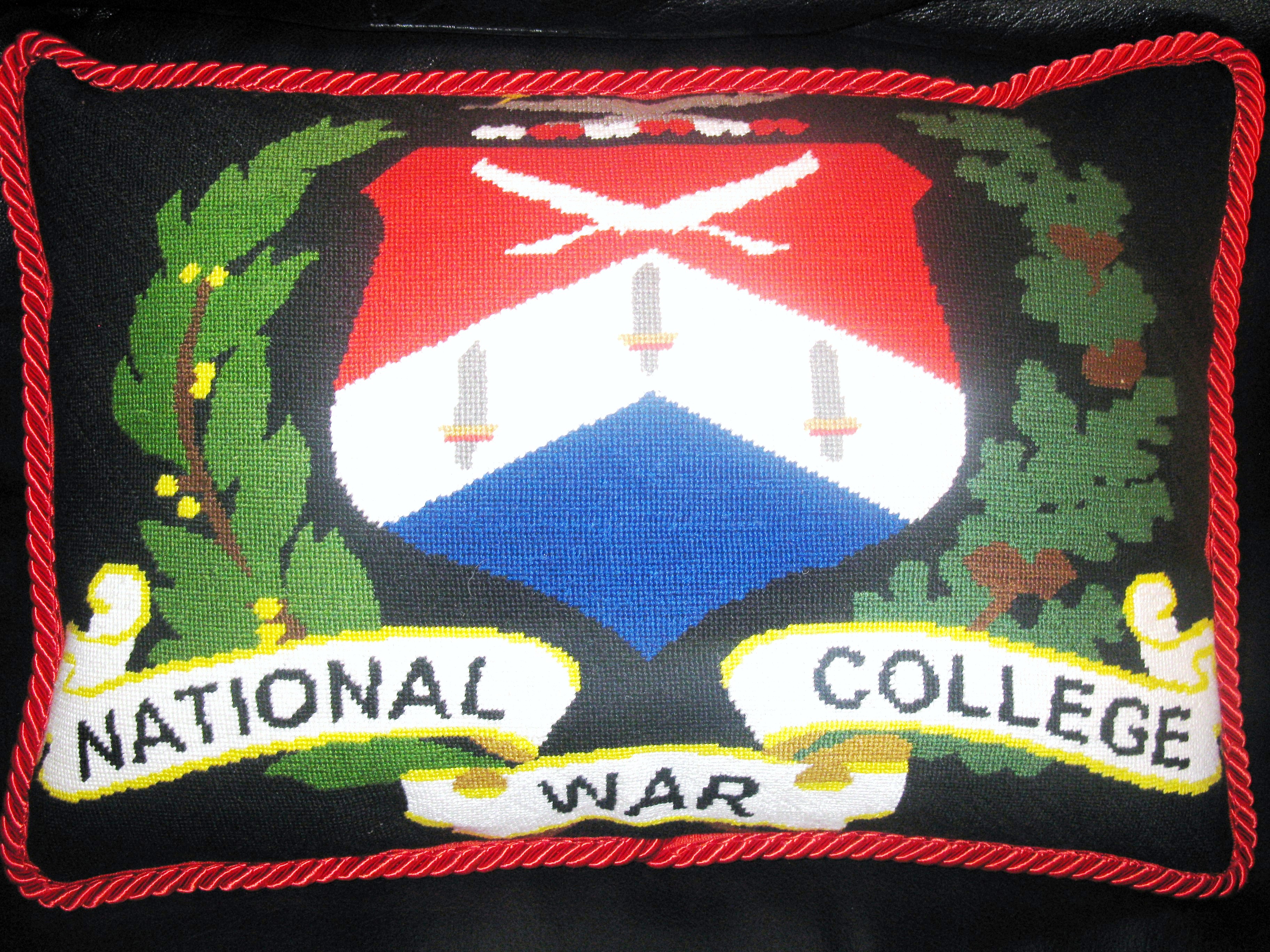 National War College Crest Needlepoint Pillow