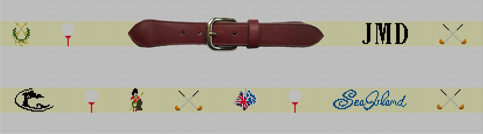 Finished Preview of a Custom Golf Needlepoint Belt