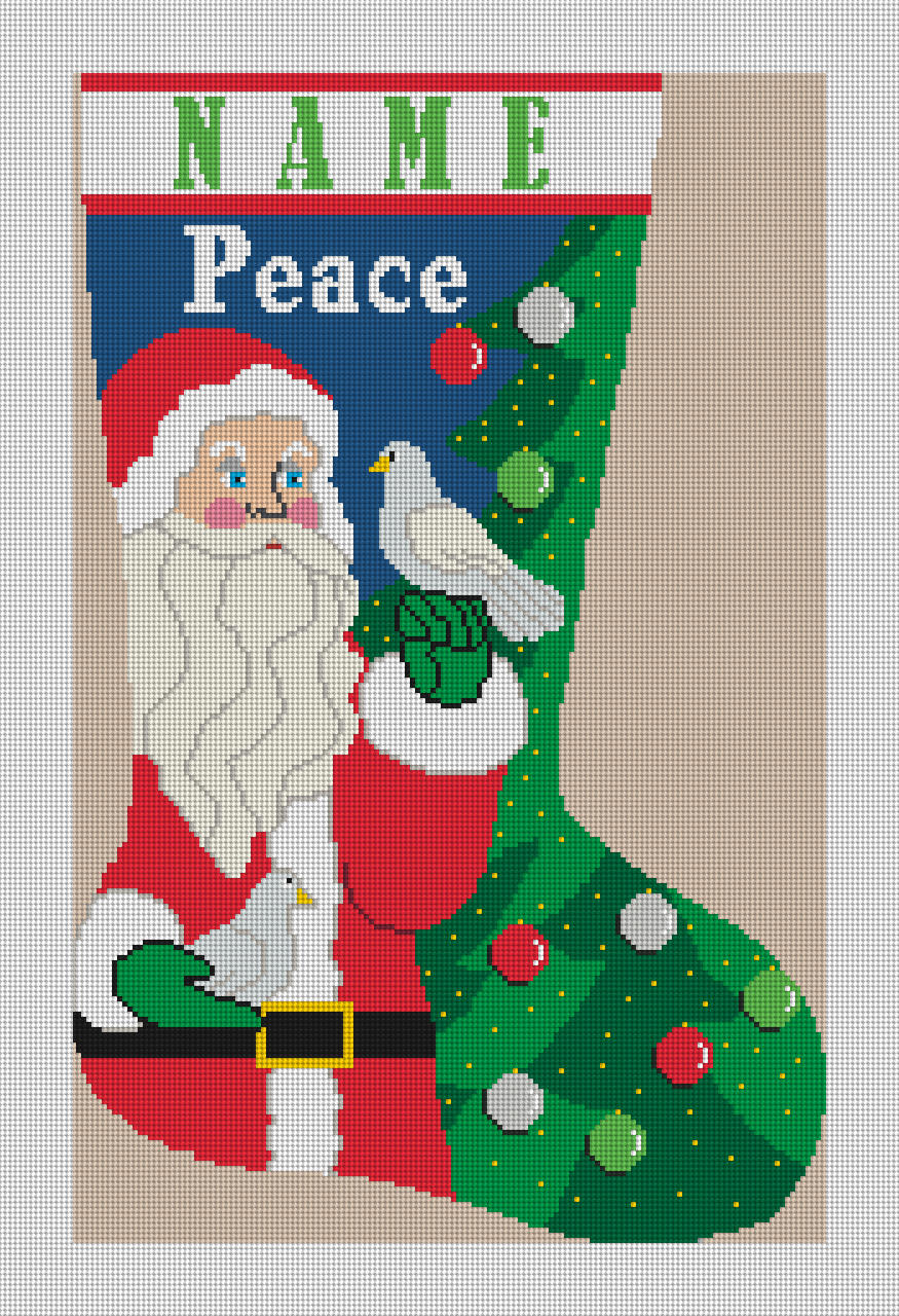 Santa's Dove Christmas Stocking Needlepoint Kit