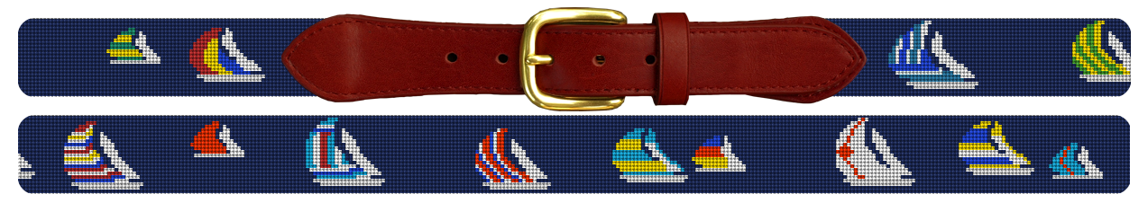 Sailing Regatta and Tall Ship Needlepoint Belts 