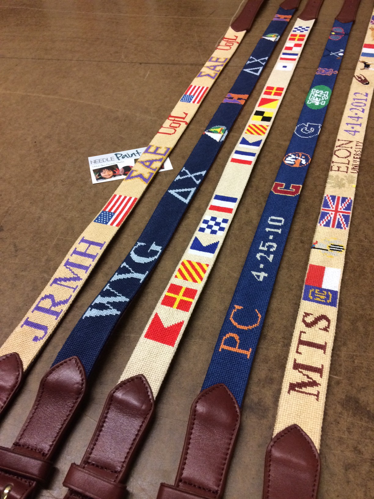 Five Custom Needlepoint Belts