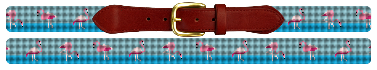 Flamingo Needlepoint Belt