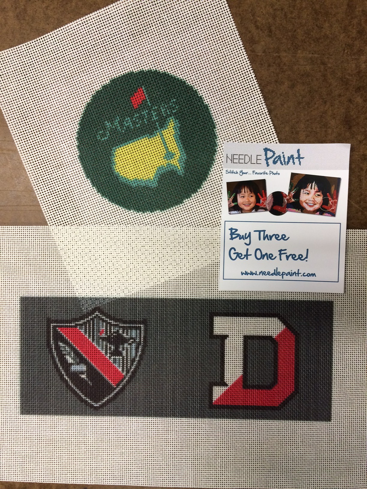 Custom Coaster and College Crest Needlepoint Canvas