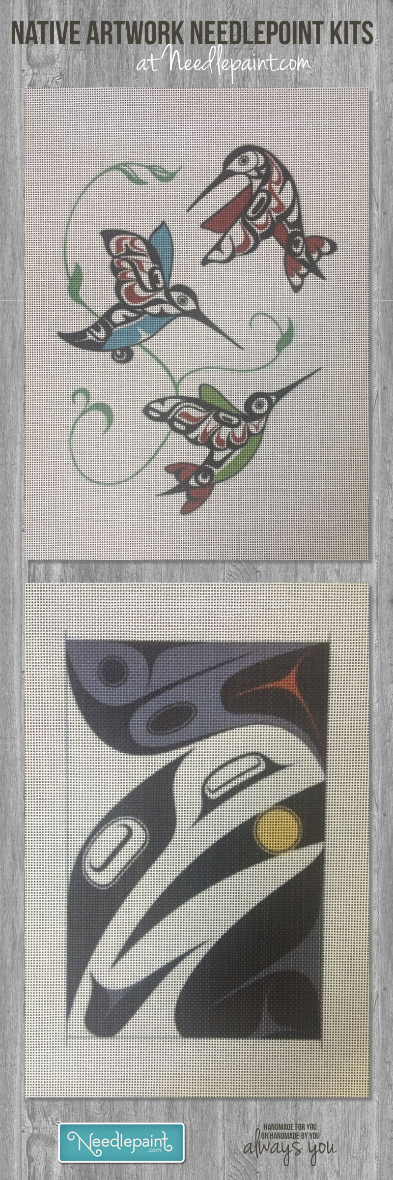 Custom Native American Artwork Needlepoint Canvases