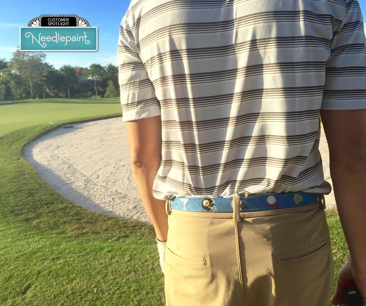 Golf Custom Needlepoint Belt