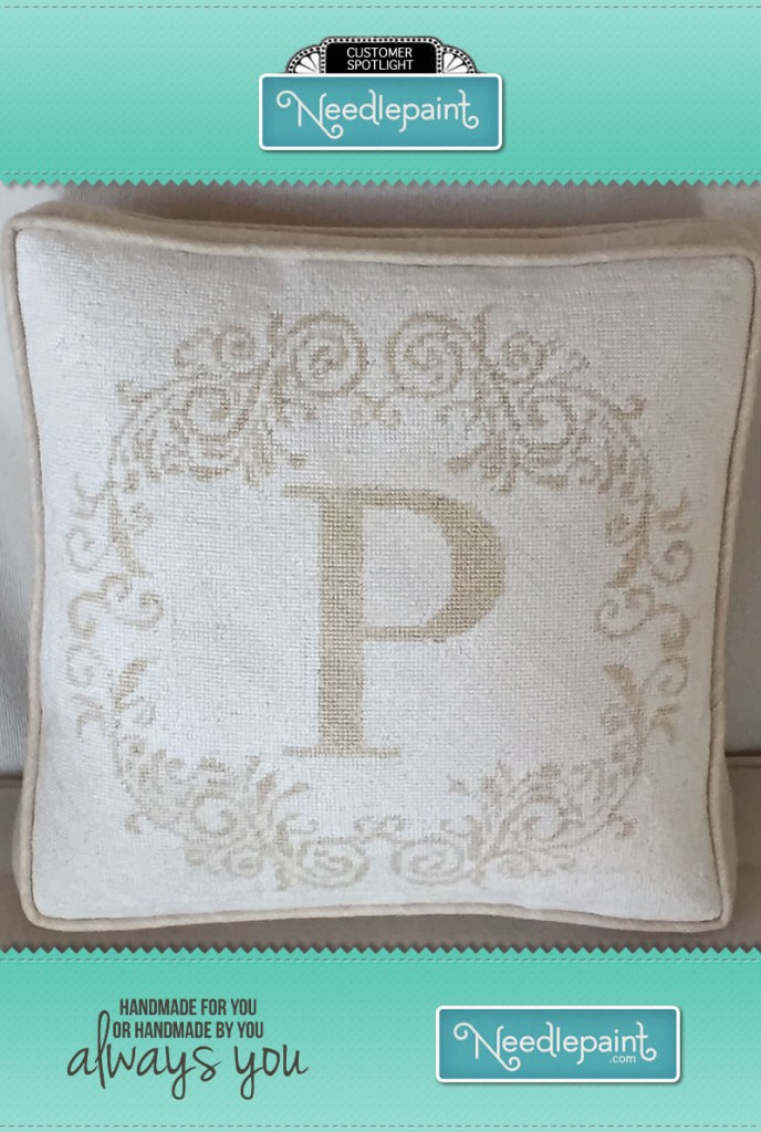 Customer Spotlight Needlepoint Letter Box Pillow NeedlePoint Kits
