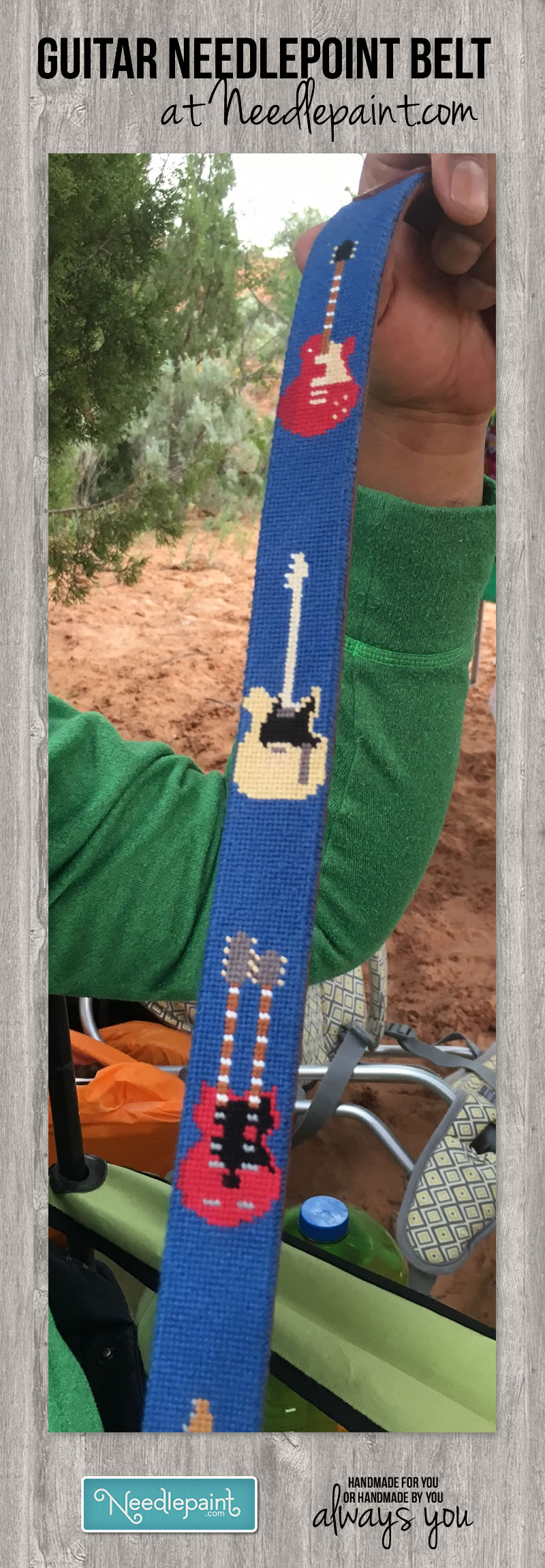Guitar Needlepoint Belt 