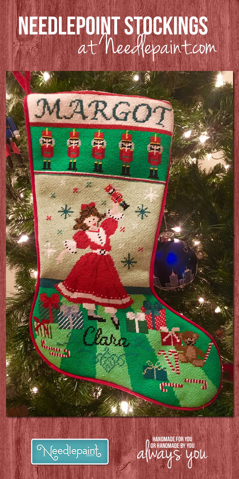 Needlepoint Christmas Stockings Personalized Santa Nutcracker