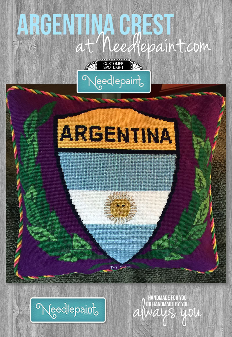 Argentina Crest Pillow Custom Needlepoint Kit
