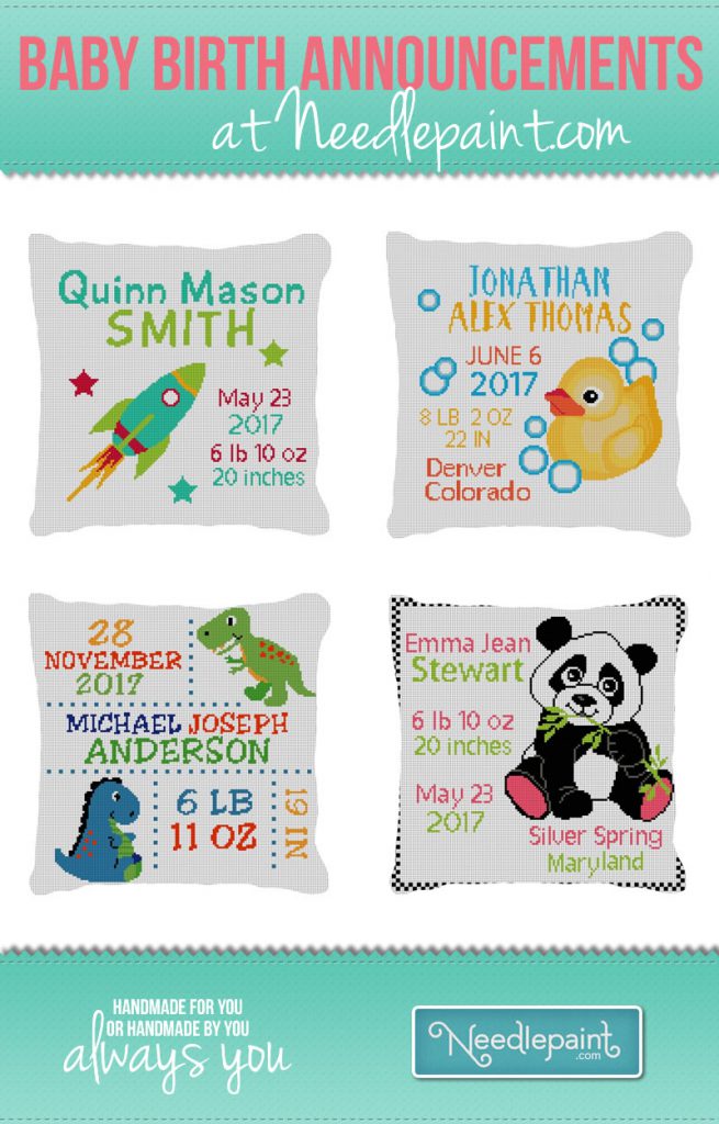 New Baby Birth Announcement Needlepoint Designs NeedlePoint Kits and