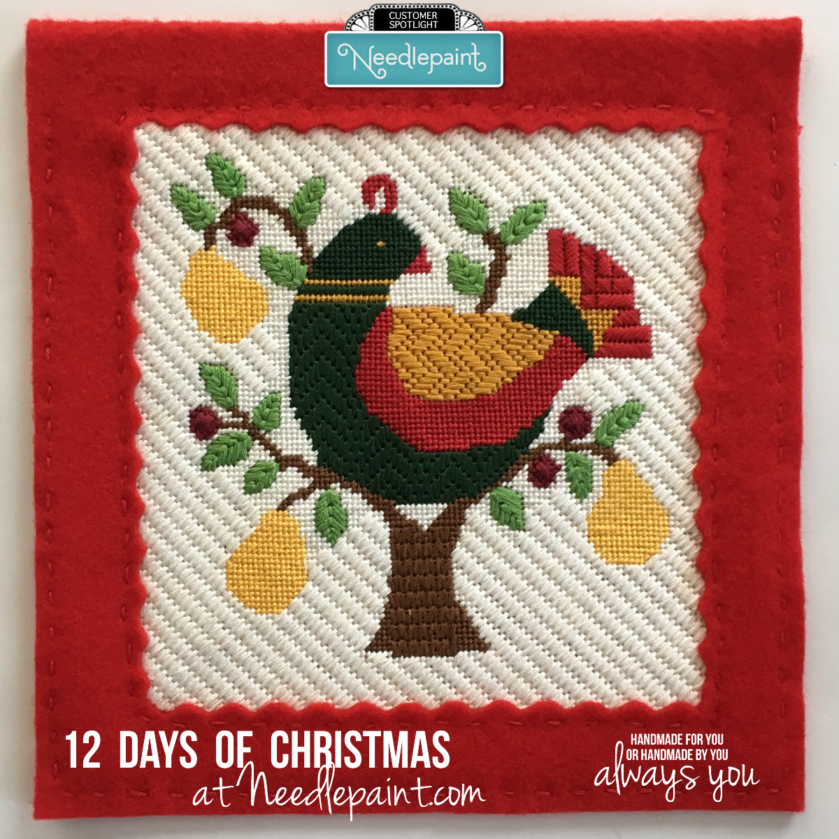 Partridge in Pear Tree Christmas Needlepoint