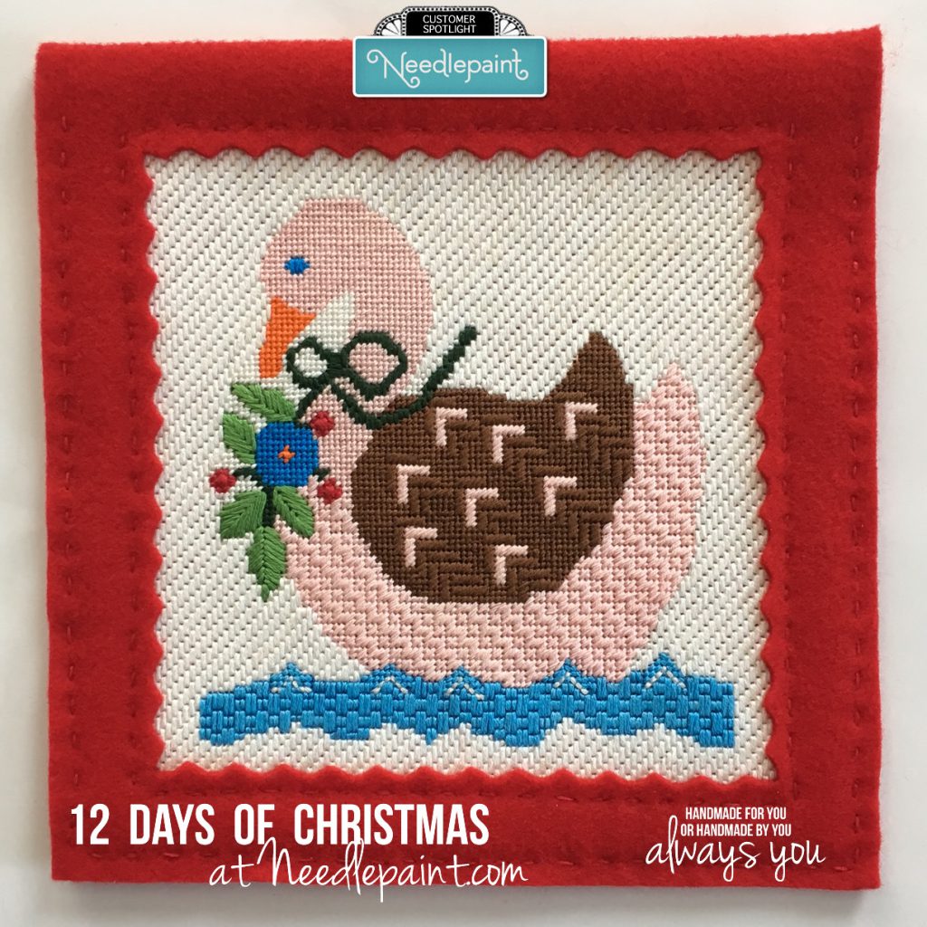 Seven Swans Swimming and Eight Maids Milking Christmas Needlepoint