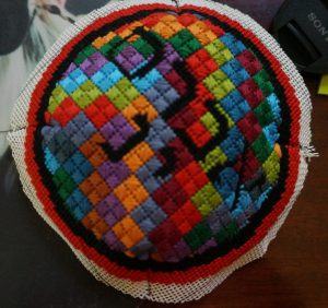 Yarmulke with darts sewn