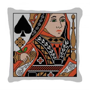 Queen of Spades Needlepoint Pillow