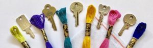 embroidery floss and keys