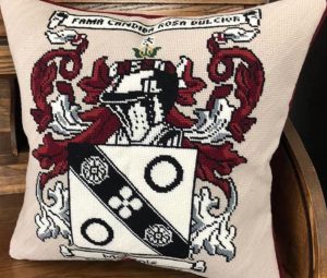 NeedlePaint family crest pillow