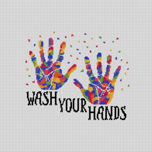 Wash Your Hands Handprints Needlepoint Canvas