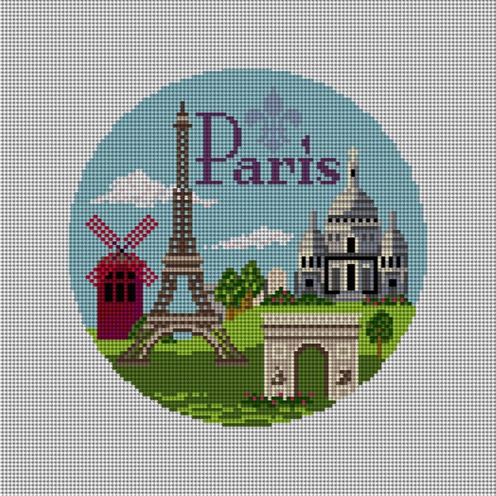 Paris Travel Destination Needlepoint Ornament