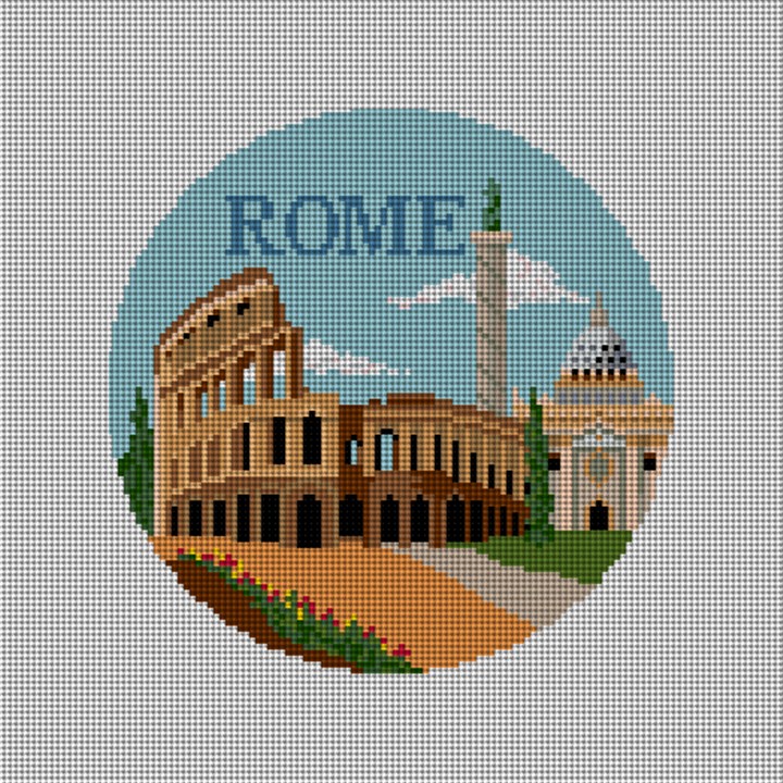 Rome Travel Destination Needlepoint Ornament