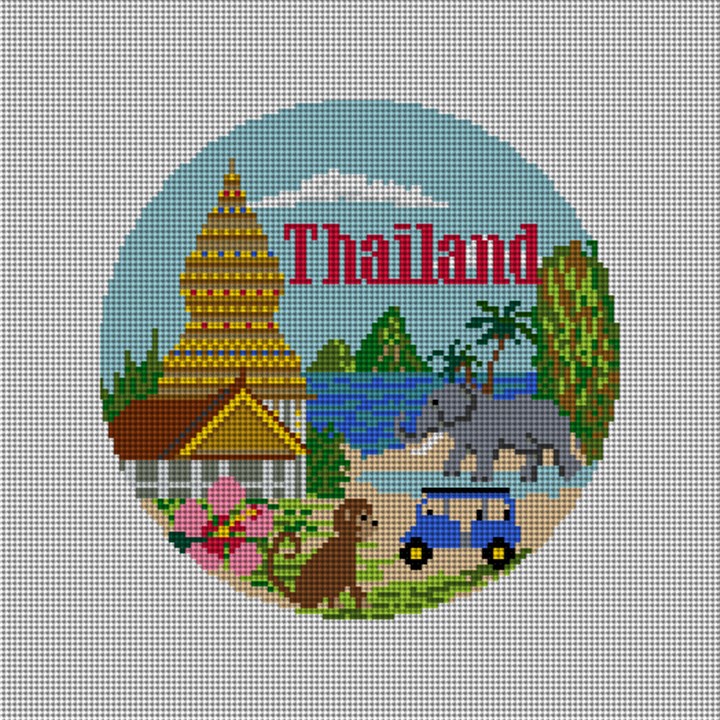 Thailand Travel Destination Needlepoint Ornament