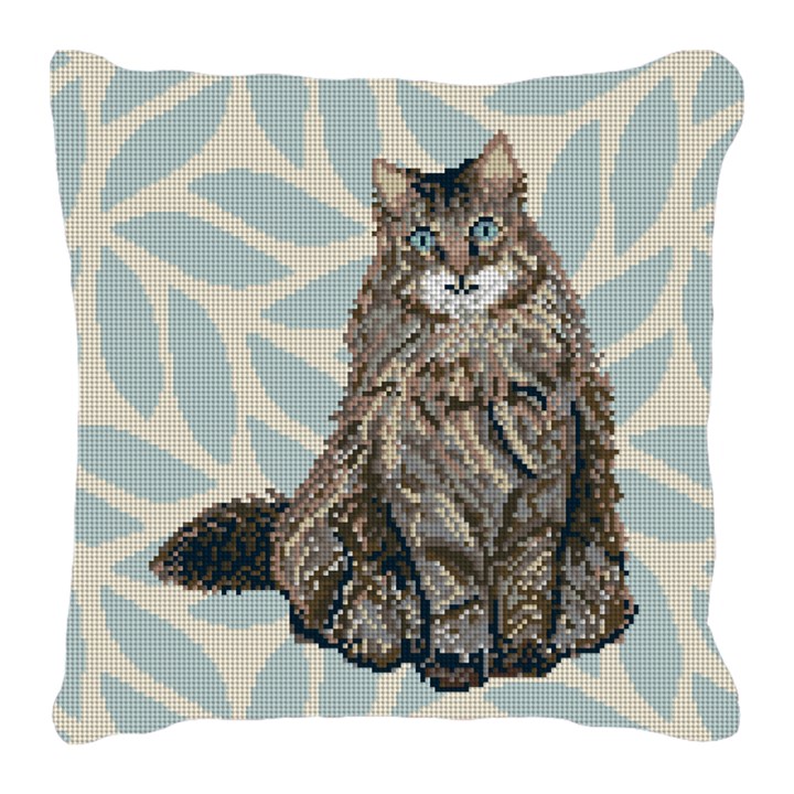 Timid Tabby Cat Needlepoint Pillow Canvas