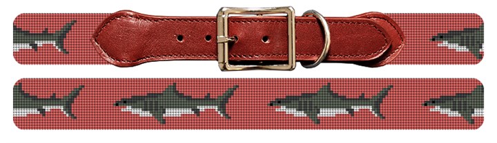 Great White Shark Needlepoint Dog Collar Canvas