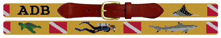 Personalized Scuba Diving Needlepoint Belt Canvas