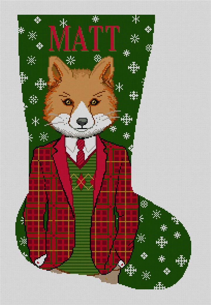 Gentleman Fox Needlepoint Stocking Canvas