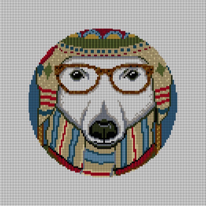 Gentleman Polar Bear Needlepoint Ornament Canvas