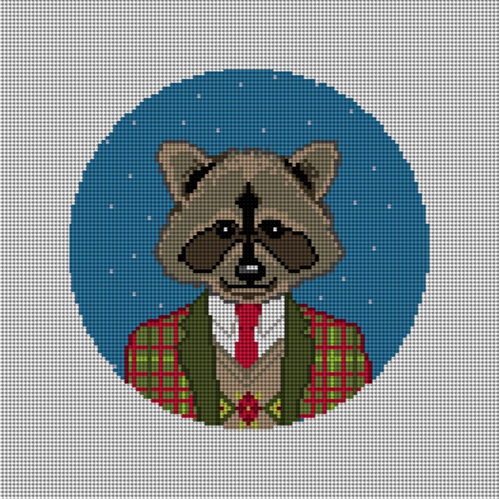 Gentleman Raccoon Needlepoint Ornament Canvas