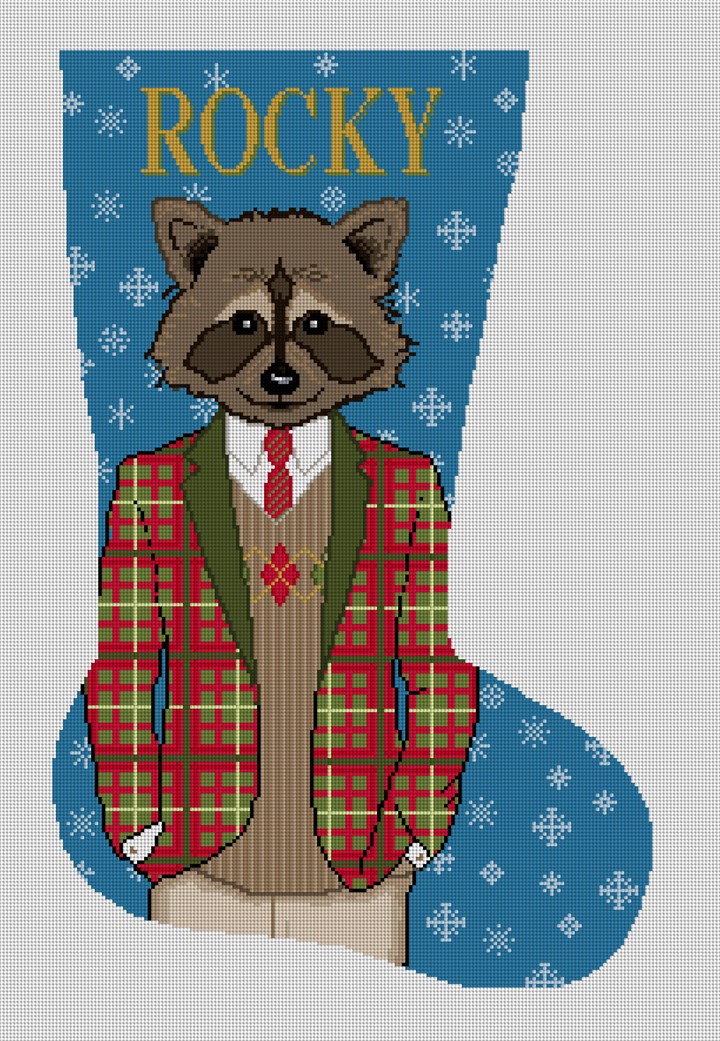 Gentleman Raccoon Needlepoint Stocking Canvas