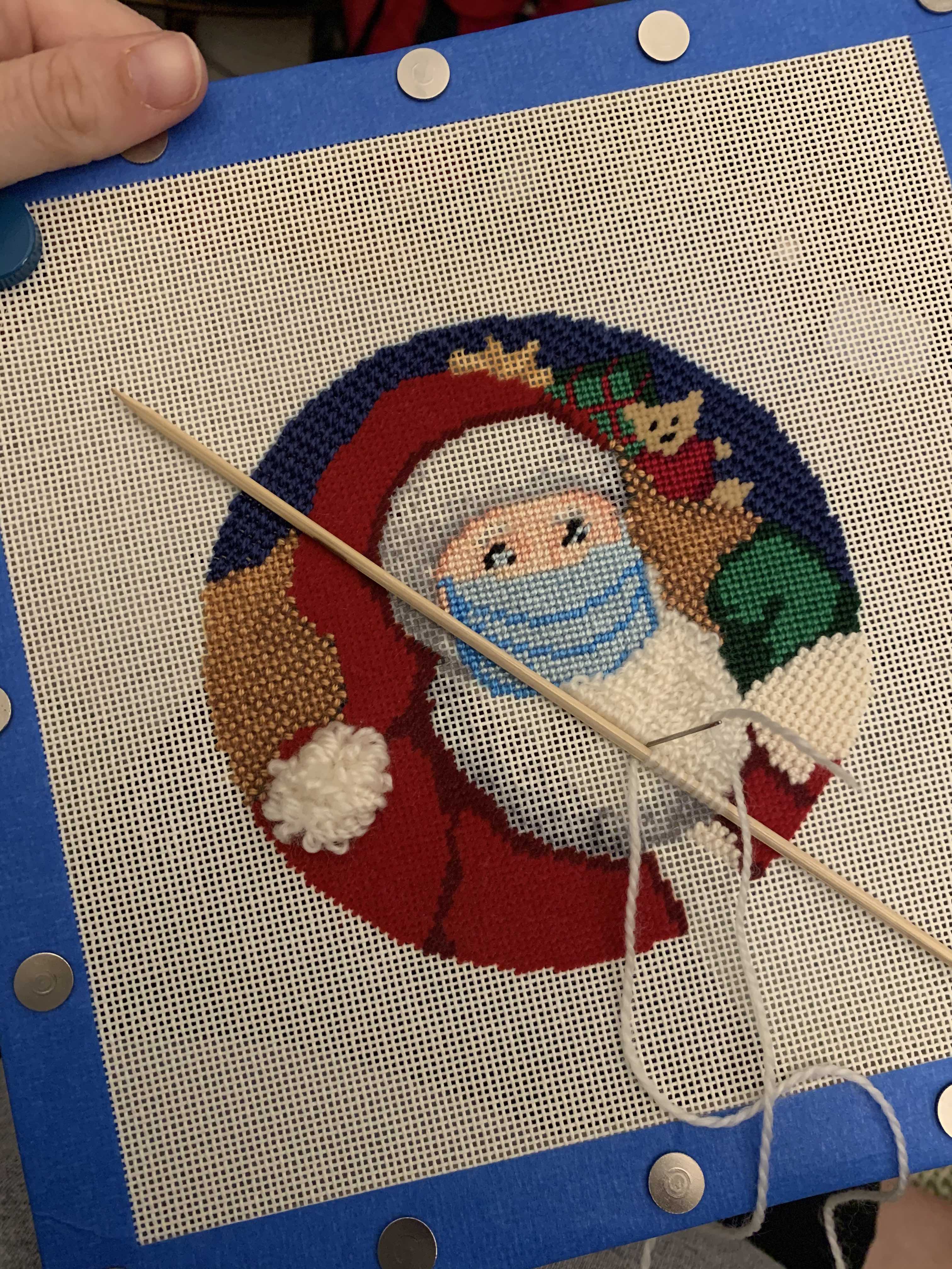 NeedlePaint Santa's X Mask Ornament.3