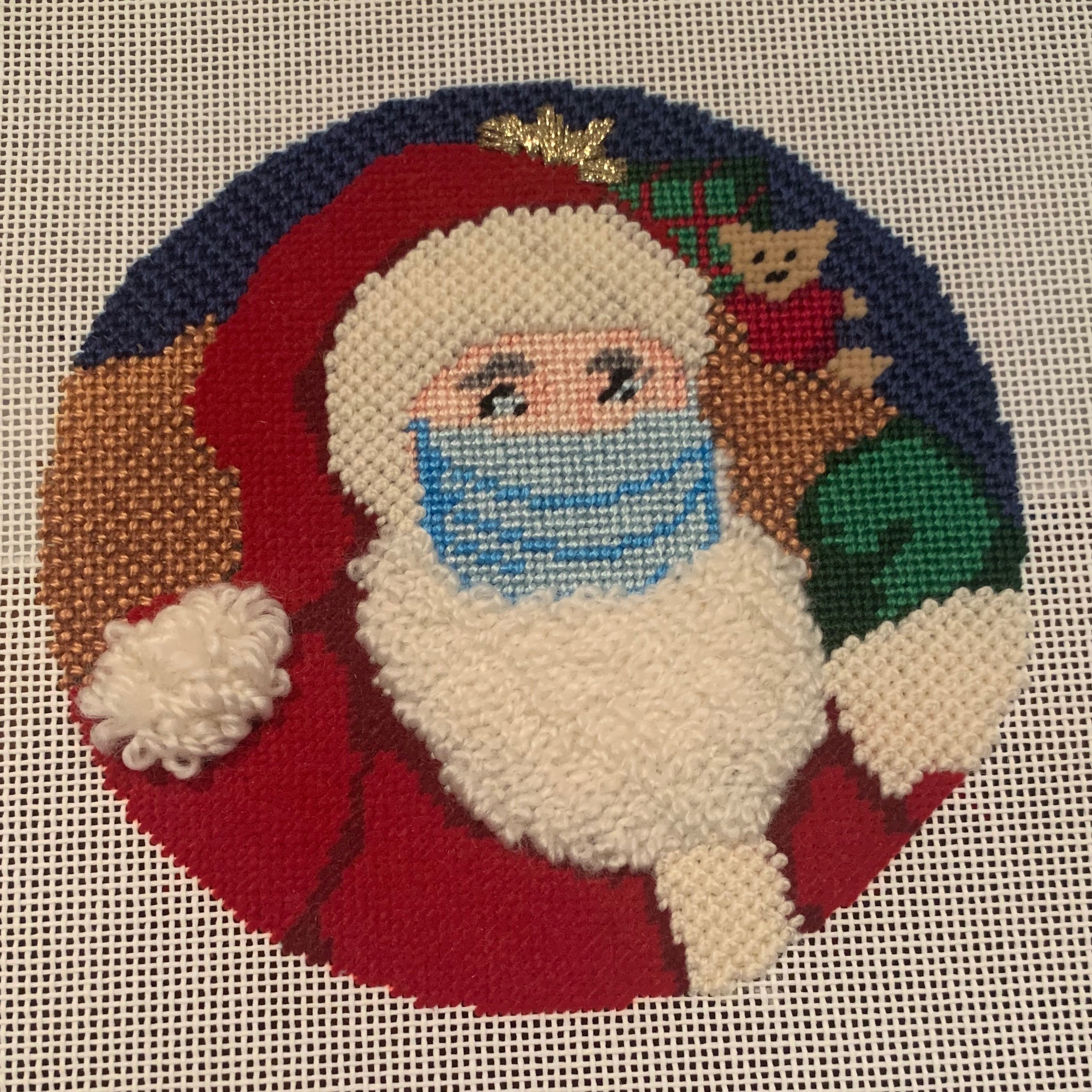 NeedlePaint Santa's X Mask ornament.5