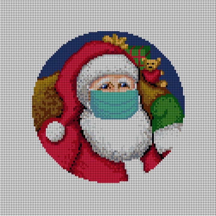 Santa's X Mask Needlepoint Ornament Canvas