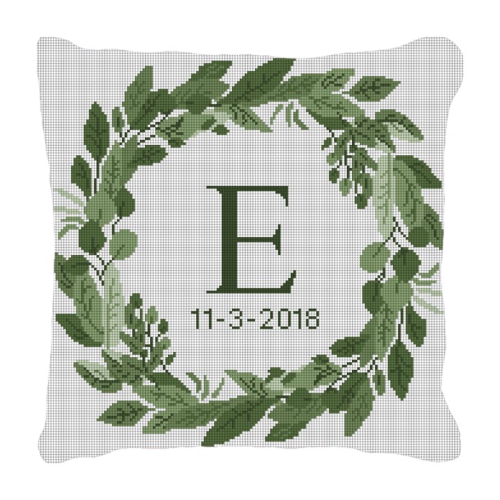 Elegant Wreath Needlepoint Pillow Canvas