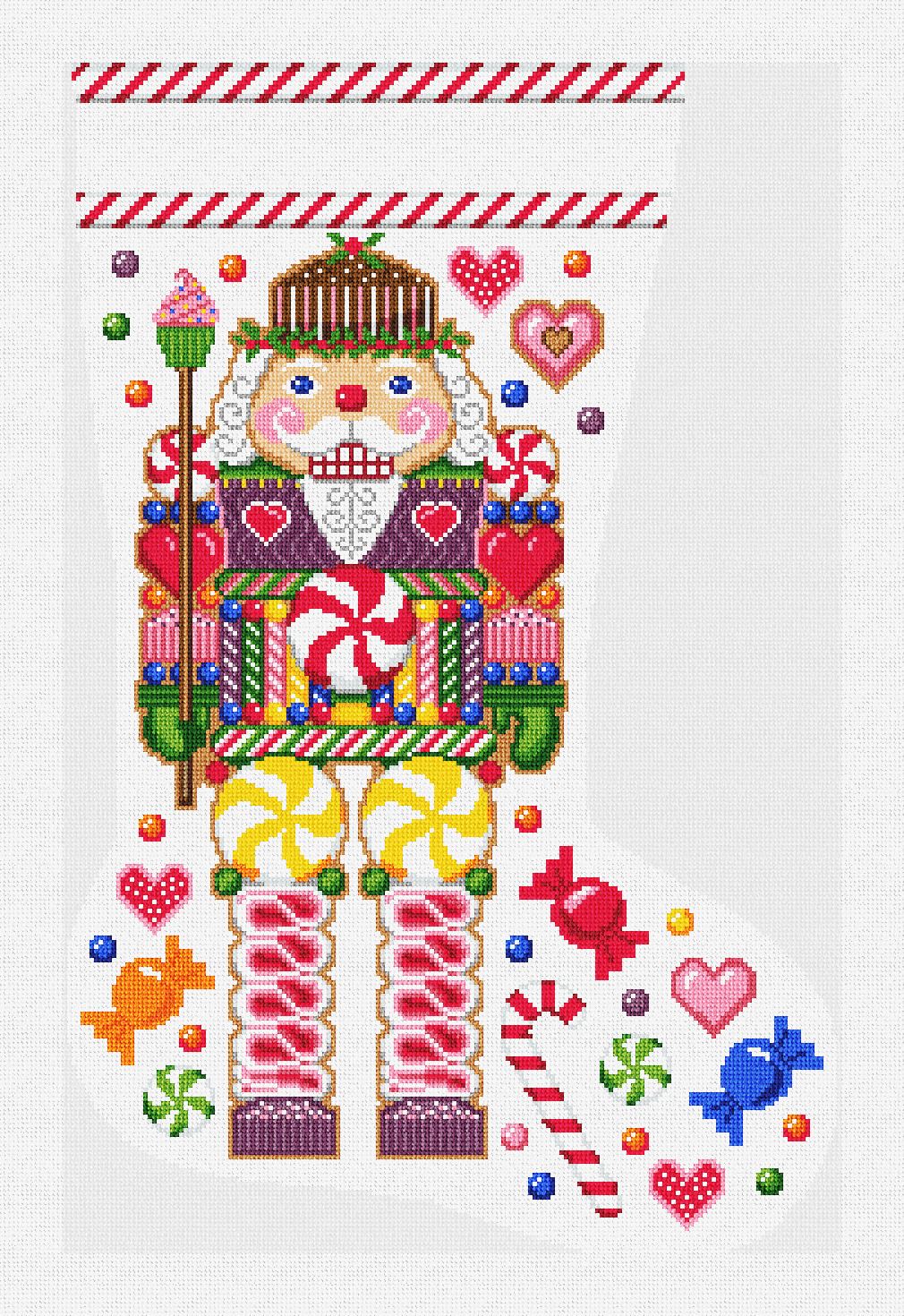 Silent Night colorful and contemporary needlepoint Christmas stocking kit  by Jolly Red. – Needlepoint For Fun