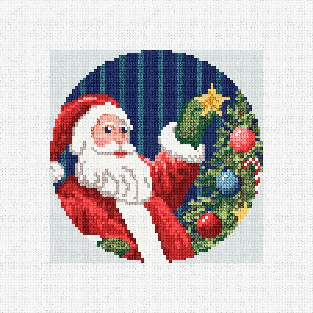 Wee Needle Blue Santa Joy Hand Painted Needlepoint Canvas 18 mesh