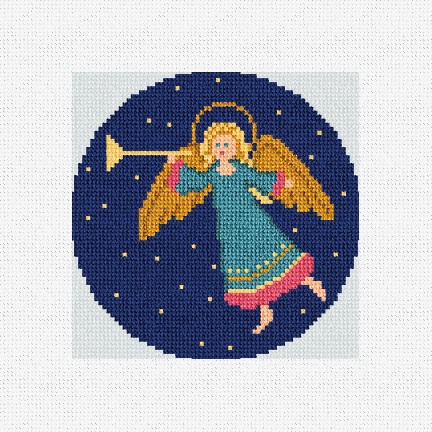 Angels is a colorful and contemporary needlepoint Christmas