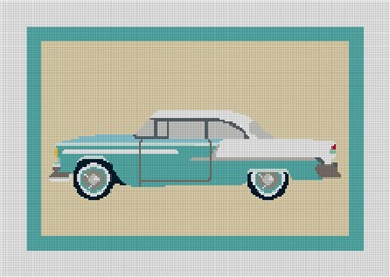 Vintage Car Retro Needlepoint Pillow Canvas Needlepaint