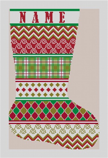 Needlepoint Kit or Canvas Custom Name Tartan