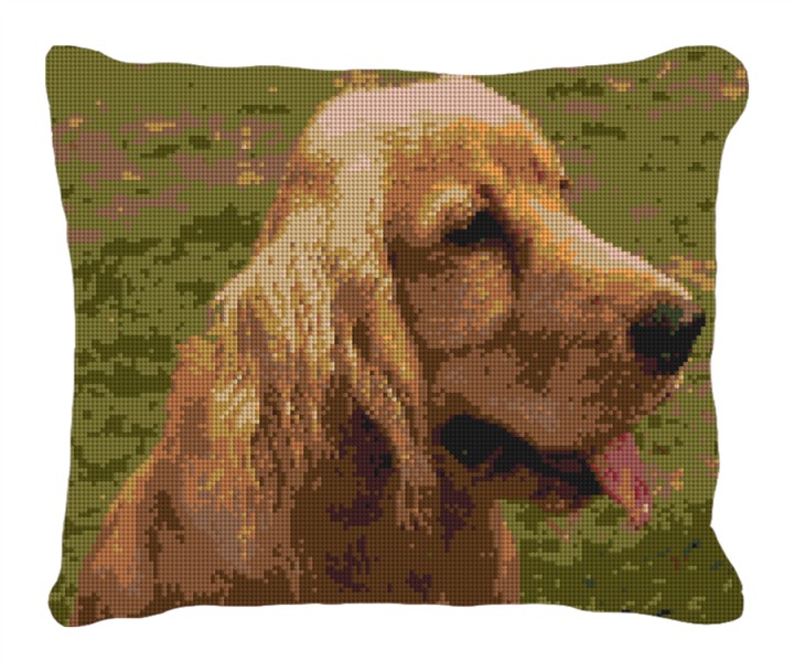 Cocker Spaniel Needlepoint Customized Pillow