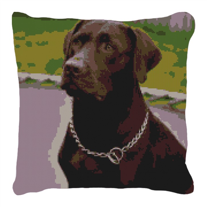 Chocolate Lab Needlepoint Customized Pillow