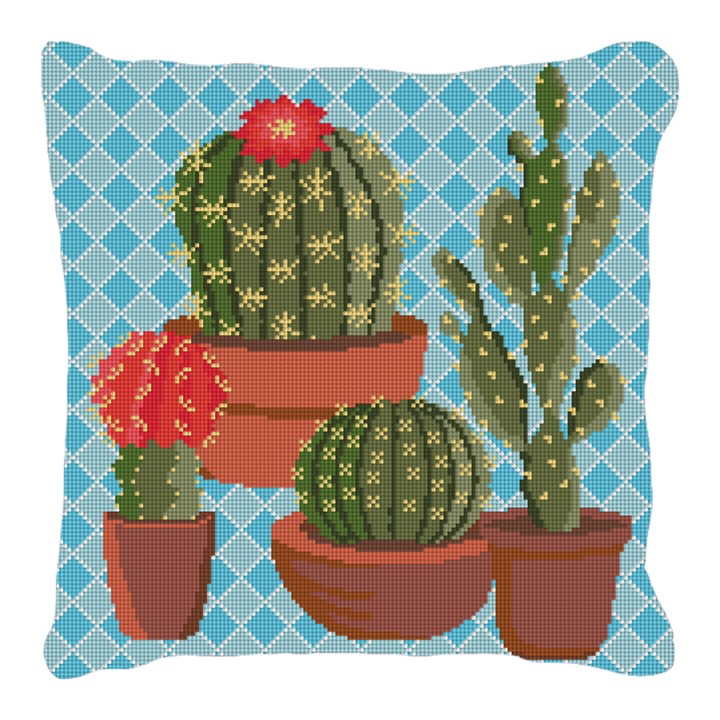 Southwestern Blue Cactus Needlepoint Pillow Canvas Needlepaint