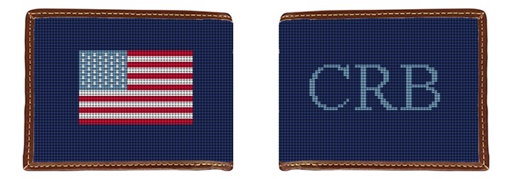 Monogram Needlepoint Finished Card Wallet